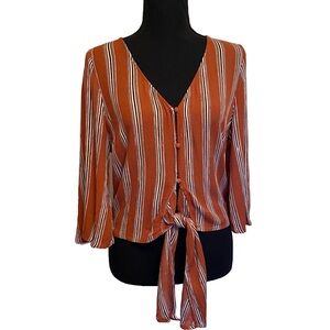 Becaal Rust Orange Striped Blouse